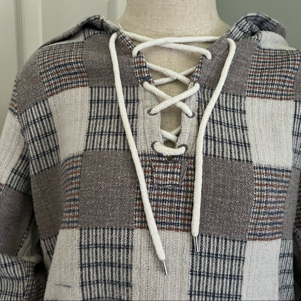 Obey Plaid Patchwork Oversized Relaxed Fit Soft Hoodie Size M - Picture 2 of 14